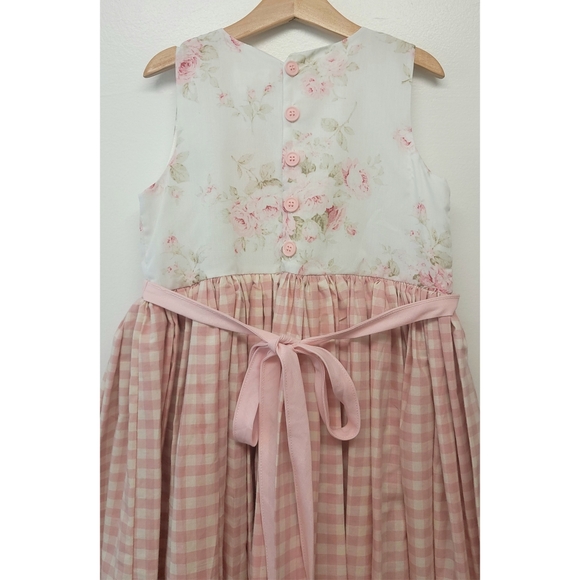 Dollcake Dress Maddy Pink White Plaid Roses Floral Full Skirt Girls 10 NWT - Picture 11 of 12